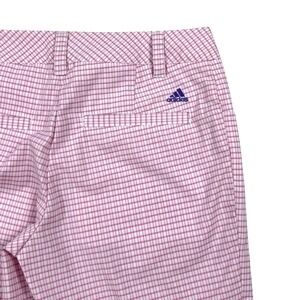 Adidas Womens Pink Gingham Plaid Golf Shorts Size 4 Performance Check Bermuda